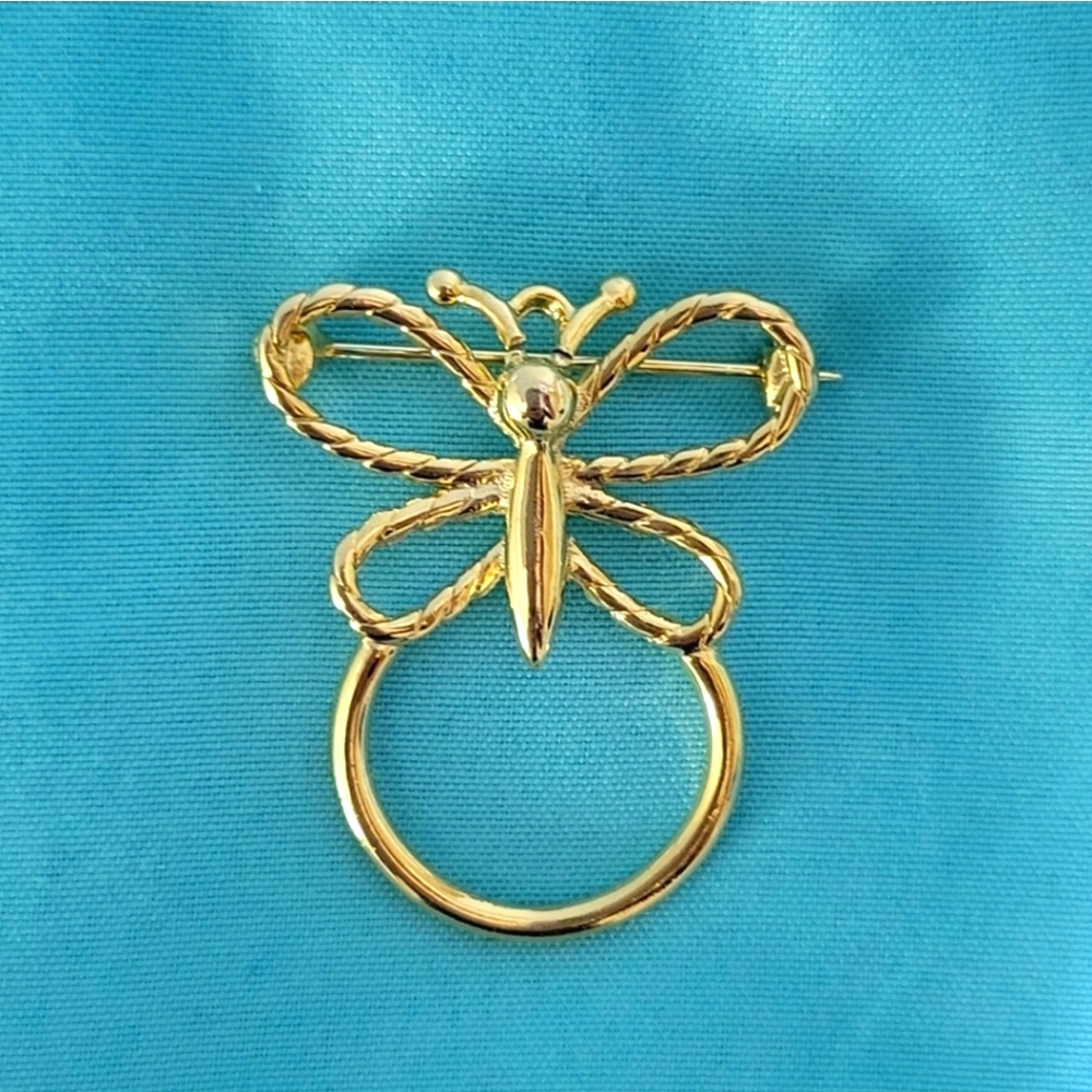 Butterfly Eyewear Holder and/or Scarf Clip in Goldtone. 1.5" height